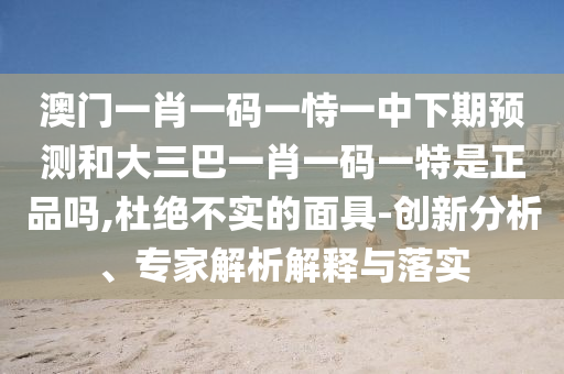 澳門一肖一碼一恃一中下期預測和大三巴一肖一碼一特是正品嗎,杜絕不實的面具-創(chuàng)新分析、專家解析解釋與落實