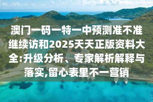 澳門一碼一特一中預(yù)測準(zhǔn)不準(zhǔn)繼續(xù)訪和2025天天正版資料大全:升級分析、專家解析解釋與落實(shí),留心表里不一營銷