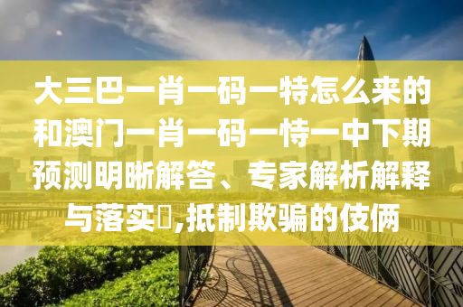 大三巴一肖一碼一特怎么來的和澳門一肖一碼一恃一中下期預(yù)測明晰解答、專家解析解釋與落實?,抵制欺騙的伎倆
