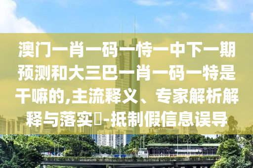 澳門一肖一碼一恃一中下一期預(yù)測(cè)和大三巴一肖一碼一特是干嘛的,主流釋義、專家解析解釋與落實(shí)?-抵制假信息誤導(dǎo)