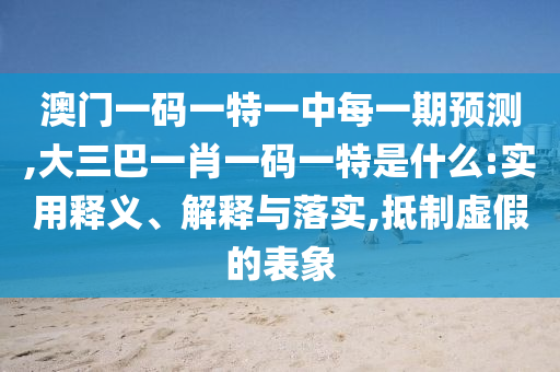 澳門一碼一特一中每一期預測,大三巴一肖一碼一特是什么:實用釋義、解釋與落實,抵制虛假的表象