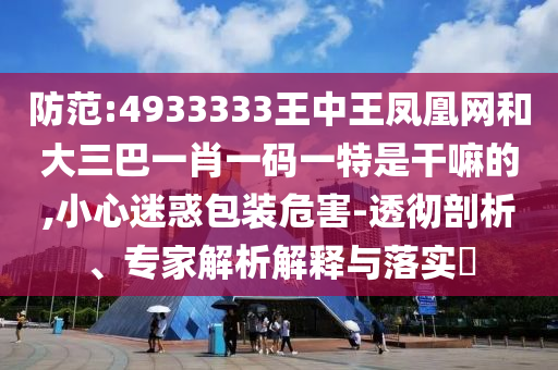 防范:4933333王中王鳳凰網和大三巴一肖一碼一特是干嘛的,小心迷惑包裝危害-透徹剖析、專家解析解釋與落實?