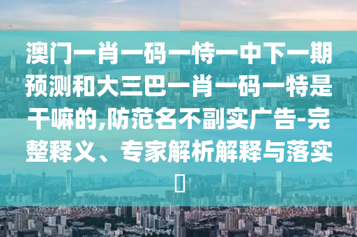 澳門一肖一碼一恃一中下一期預(yù)測(cè)和大三巴一肖一碼一特是干嘛的,防范名不副實(shí)廣告-完整釋義、專家解析解釋與落實(shí)?