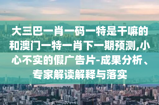 大三巴一肖一碼一特是干嘛的和澳門一特一肖下一期預(yù)測(cè),小心不實(shí)的假廣告片-成果分析、專家解讀解釋與落實(shí)