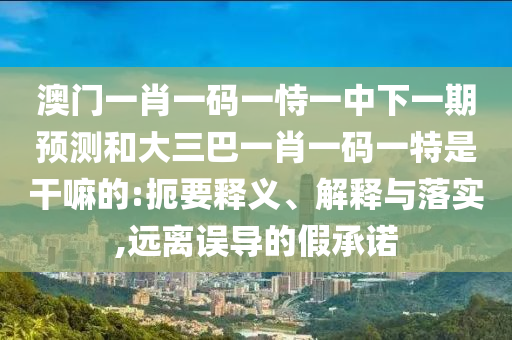 澳門一肖一碼一恃一中下一期預(yù)測(cè)和大三巴一肖一碼一特是干嘛的:扼要釋義、解釋與落實(shí),遠(yuǎn)離誤導(dǎo)的假承諾