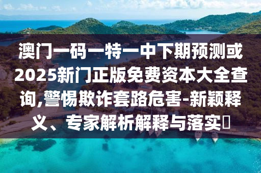 澳門(mén)一碼一特一中下期預(yù)測(cè)或2025新門(mén)正版免費(fèi)資本大全查詢,警惕欺詐套路危害-新穎釋義、專(zhuān)家解析解釋與落實(shí)?