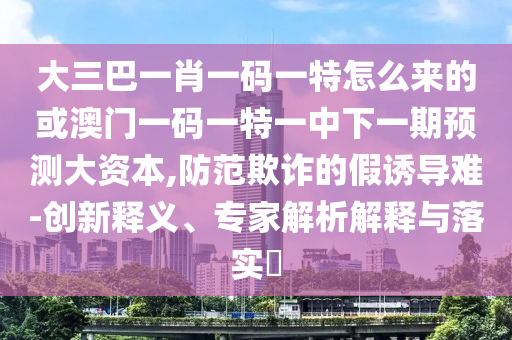 大三巴一肖一碼一特怎么來(lái)的或澳門一碼一特一中下一期預(yù)測(cè)大資本,防范欺詐的假誘導(dǎo)難-創(chuàng)新釋義、專家解析解釋與落實(shí)?