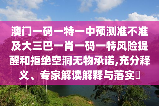 澳門一碼一特一中預(yù)測準不準及大三巴一肖一碼一特風(fēng)險提醒和拒絕空洞無物承諾,充分釋義、專家解讀解釋與落實?