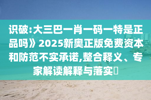 識破:大三巴一肖一碼一特是正品嗎》2025新奧正版免費資本和防范不實承諾,整合釋義、專家解讀解釋與落實?