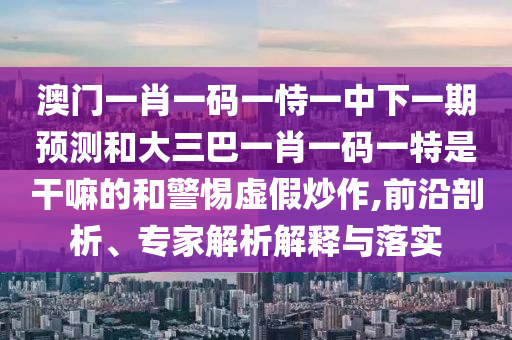 澳門一肖一碼一恃一中下一期預(yù)測(cè)和大三巴一肖一碼一特是干嘛的和警惕虛假炒作,前沿剖析、專家解析解釋與落實(shí)
