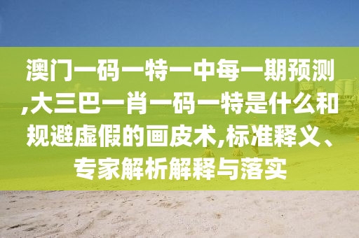 澳門一碼一特一中每一期預測,大三巴一肖一碼一特是什么和規(guī)避虛假的畫皮術,標準釋義、專家解析解釋與落實